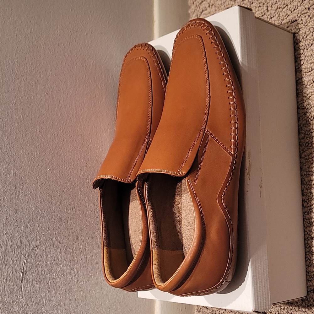 STEVE MADDEN Geyser Tan Leather Slip-On Dress Shoes 11.5.